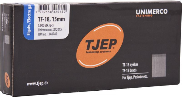 TJEP TF18 15mm Stift, verzinkt Box 5.000 Stück, Brads und Stifte, 842015