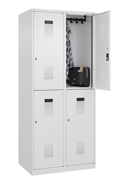 C+P Doppelstöckiger Spind Evolo PLUS, 4 Fächer, 1850x800x500mm, 9016/9016, Zylinderschloss, 049300-22 S10047