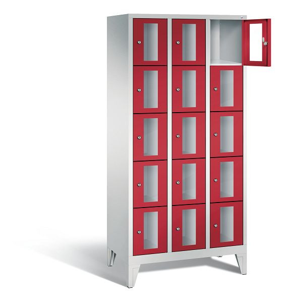 C+P Schließfachschrank Classic, H1850xB900xT500mm, Farbe: Lichtgrau / feuerrot, 8010A305 S10026