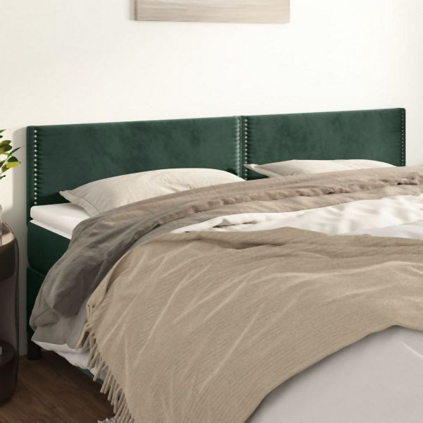 vidaXL Kopfteile 2 Stk. Dunkelgrün 90x5x78/88 cm Samt, 345981