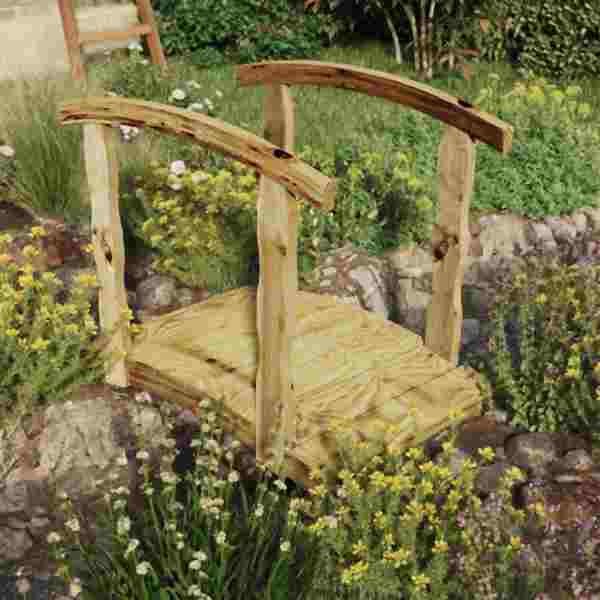 vidaXL Gartenbrücke mit Schiene imprägniert Massivholz Kiefer, 318204