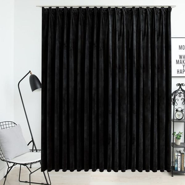 vidaXL Verdunkelungsvorhang mit Haken Samt Schwarz 290 x 245 cm, 134495