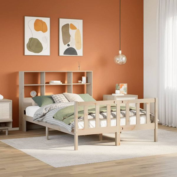 vidaXL Massivholzbett mit Regal ohne Matratze 150x200 cm Kiefernholz, 3321706