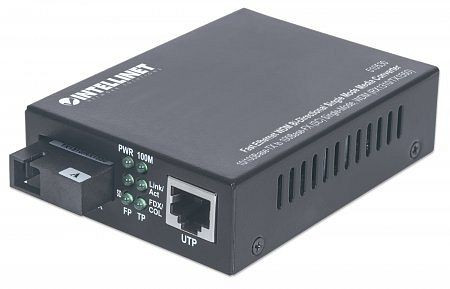 INTELLINET Fast Ethernet WDM bidirektionaler Singlemode Medienkonverter, 10/100Base-TX auf 100Base-FX (SC) Singlemode, 20 km, WDM (RX1310/TX1550), 510530