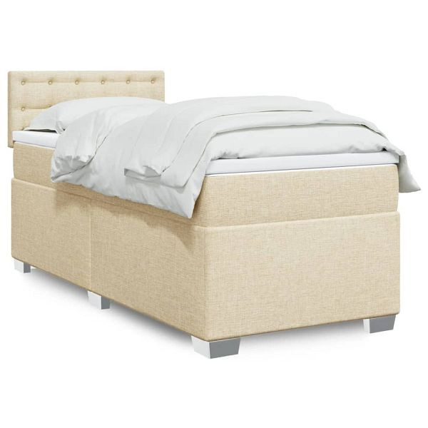 vidaXL Boxspringbett mit Matratze Creme 90x190 cm Stoff, 3288062