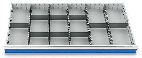 Bedrunka+Hirth Metalleinteilung Set 14-teilig, R 48-24, Schubladennutzmaß 1200 x 600 mm, Blendenhöhen 200 / 250 mm, 1200 x 600 x 175 mm, 185BLH200