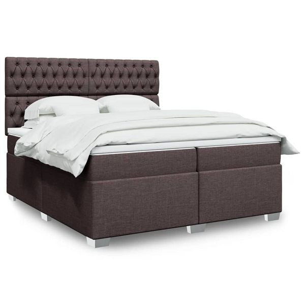 vidaXL Boxspringbett mit Matratze Dunkelbraun 200x200 cm Stoff, 3292905