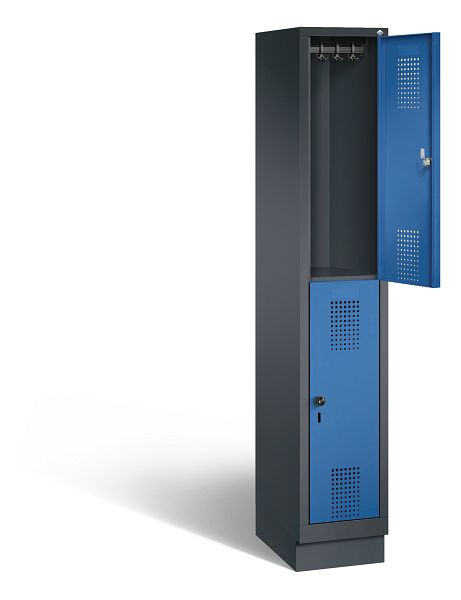 C+P Spind doppelstöckig Evolo, H1800xB320xT500mm, Farbe: Schwarzgrau / Enzianblau, 48320-10 S10040