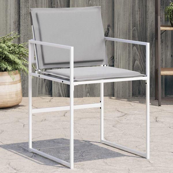 vidaXL Gartenstühle mit Kissen 4 Stück Weiß Stahl und Textilene, 4008587