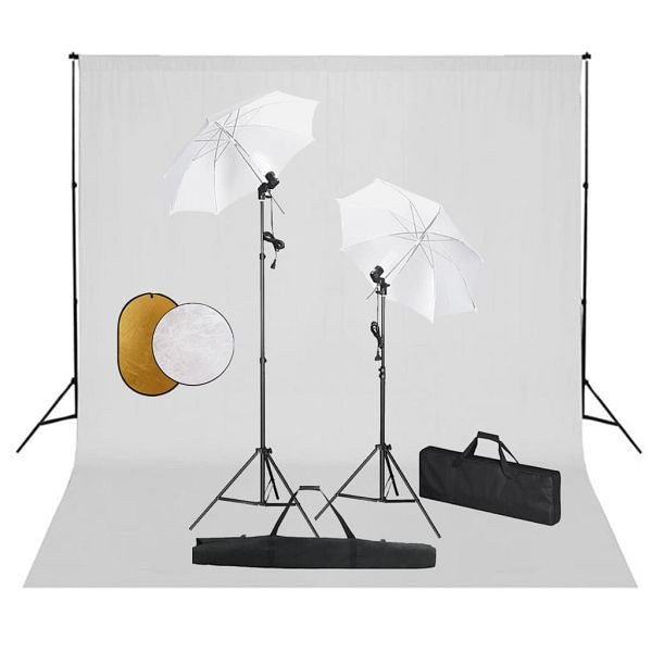 vidaXL Fotostudio-Set mit Leuchten, Schirmen, Hintergrund, Reflektor, 3067072