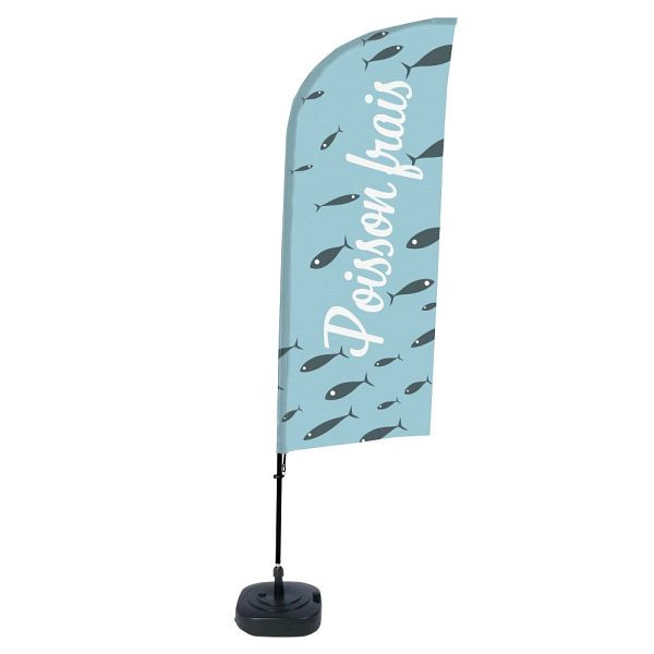 Showdown Displays Beachflag Alu Wind Komplett-Set Frischer Fisch Französisch ECO, BFAW310-WT21-I497ECO