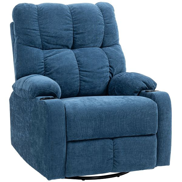 HOMCOM Relaxsessel mit Fußstütze, Liegesessel, drehbar, bis 150 kg, Stahlrahmen, 88x96x108cm, Dunkelblau, 839-974V00DB