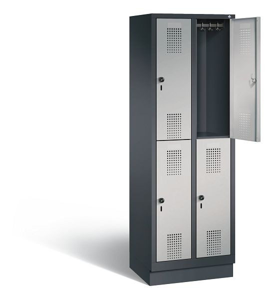 C+P Spind doppelstöckig Evolo, H1800xB610xT500mm, Farbe: Schwarzgrau / Weißaluminium, 48320-20 S10141