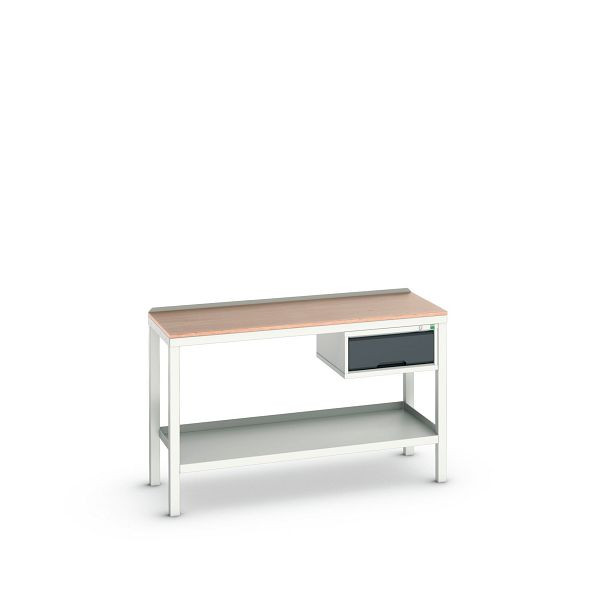 bott verso Beistelltisch, mit 1 Schublade und Multiplex-Platte, BxTxH: 1500 x 600 x 930 mm, Lichtgrau / Anthrazitgrau, 16922605.19