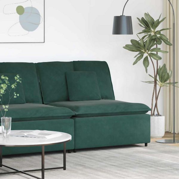 vidaXL Modulares Sofa Mittelmodul mit Kissen Dunkelgrün 100 cm, 4104431