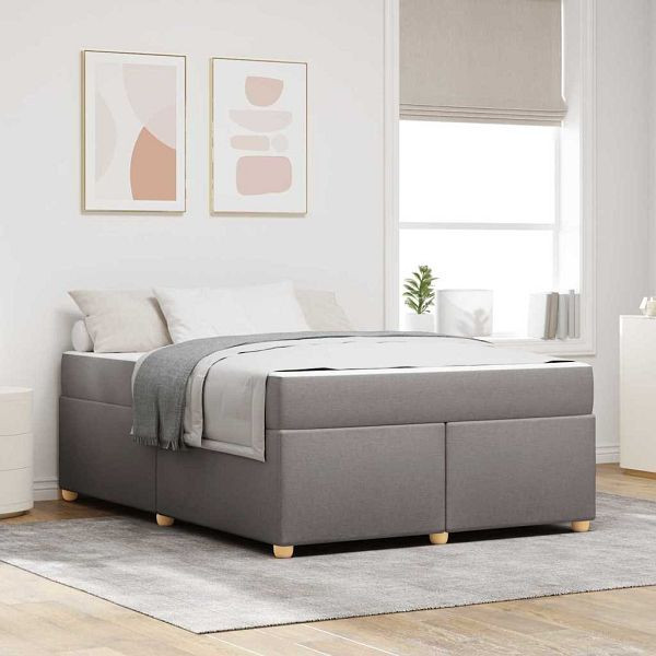 vidaXL Bettgestell mit Matratze Taupe 160 x 200 cm Stoff, 3399367