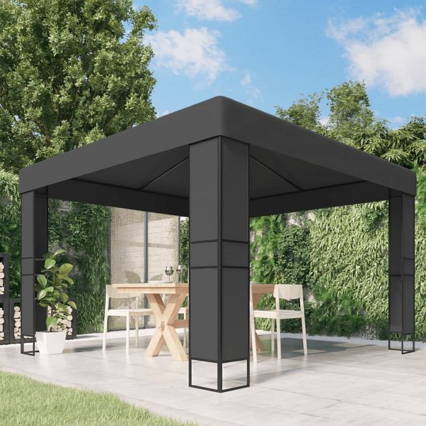 vidaXL Pavillon mit Doppeldach 3 x 3 m Anthrazit, 47952