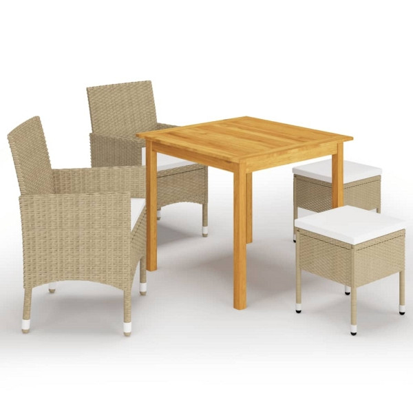 vidaXL 5-tlg. Garten-Essgruppe Beige, Massivholz, 3067685