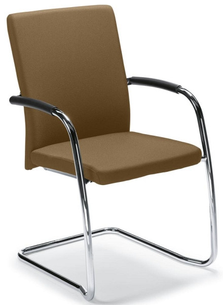 Deskin Besucher- und Konferenzstuhl RIVA S, inkl. Armlehnen, Schwingergestell verchromt, Bezug Stoff 100, Farbe braun, 294100