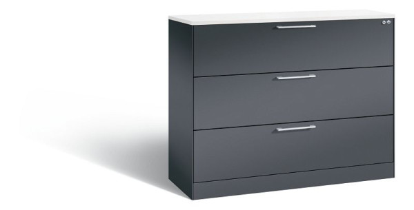 C+P Hängeregistraturschrank Asisto, H1010xB1200xT435mm, Farbe: Schwarzgrau, Bügelgriff, 146041-313 S10133