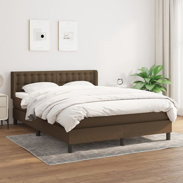 vidaXL Boxspringbett mit Matratze Dunkelbraun 140x200 cm Stoff, 3130036