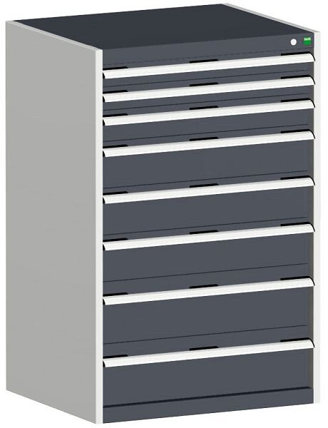 bott cubio Schubladenschrank bestückt mit 8 Schwerlastschubladen BxTxH: 800 x 750 x 1200 mm, RAL 7035/7016, 40028034.19V