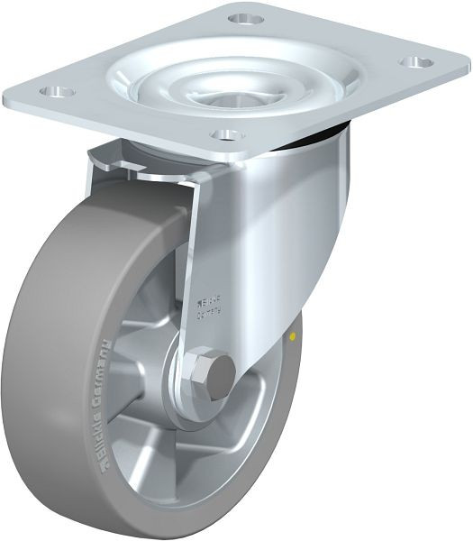 Blickle LK-ALTH 125K-3-AS Stahlblech-Lenkrolle, schwere Ausführung, mit Anschraubplatte, Blickle Extrathane®, Grau, 656363