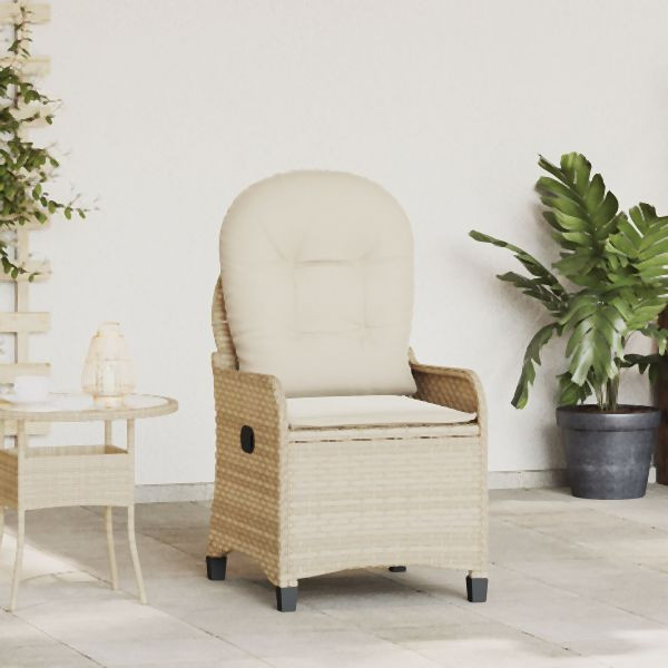 vidaXL Relaxsessel mit Kissen Beige Poly-Rattan, 42003420