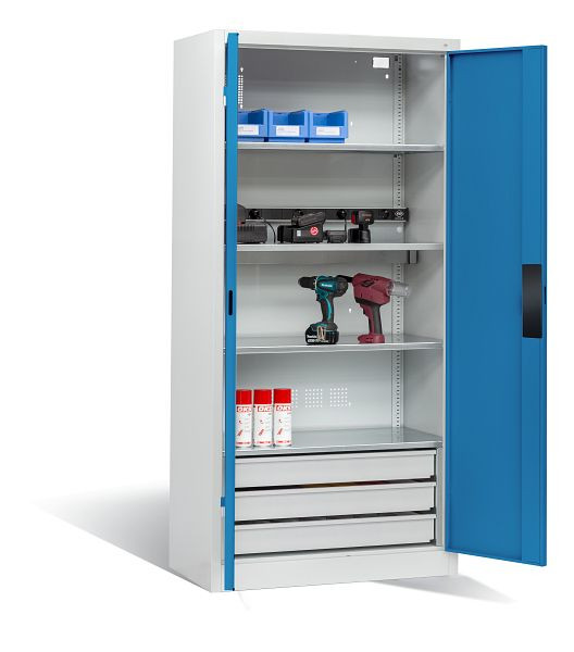 C+P Akkuladeschrank, H1950xB930xT500 mm, Lichtgrau/Lichtblau, 8921-05E1 S10015