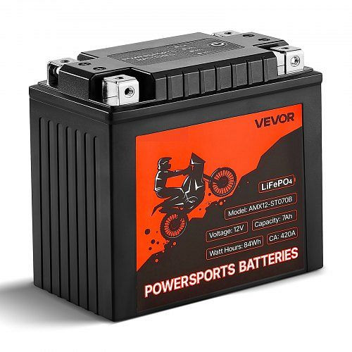 VEVOR LiFePO4 Motorradbatterie 12V 7Ah, vorgeladen, wartungsfrei, kompatibel mit ATV, Motorrad, Jetski, Roller, UTV, LSTLMTCDLDC1R0NQ7001V9