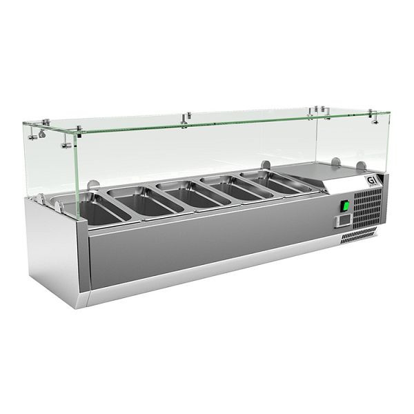 Gastro-Inox Edelstahl Aufsatzkühlvitrine 5x Gastronorm 1/4, Nettokapazität 33 Liter, Statische Kühlung, 209.120