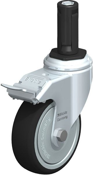 Blickle LKRA-PATH 101K-11-FI-FK-ER13 Apparate-Lenkrolle mit Expander & Feststeller, Thermoplastisches Polyurethan, Grau, 848807