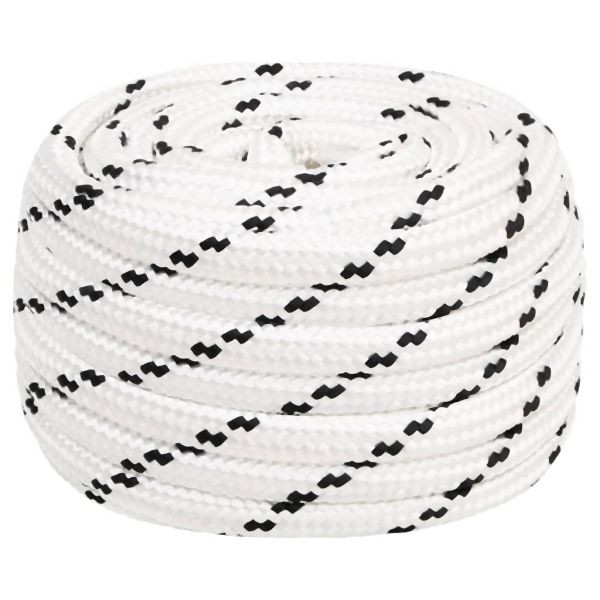 vidaXL Bootsseil Geflochten Weiß 16 mmx50 m Polyester, 152784