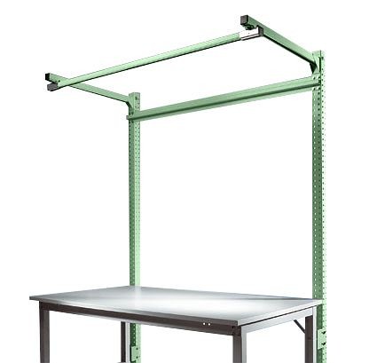 Manuflex Anbau-Aufbauportal mit Ausleger für UNIVERSAL + PROFI Spezial Anbautische, Nutzhöhe 1500 mm, Resedagrün, ZB3844.6011