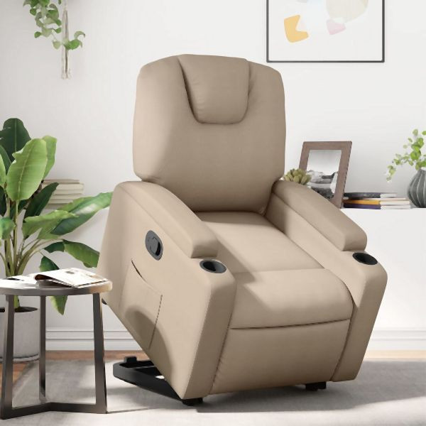 vidaXL Relaxsessel mit Aufstehhilfe Cappuccino-Braun Kunstleder, 3204436