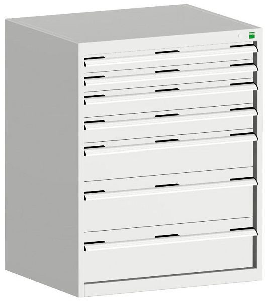 bott cubio Schubladenschrank bestückt mit 7 Schwerlastschubladen BxTxH: 800 x 650 x 1000 mm, RAL 7035, 40020054.16V