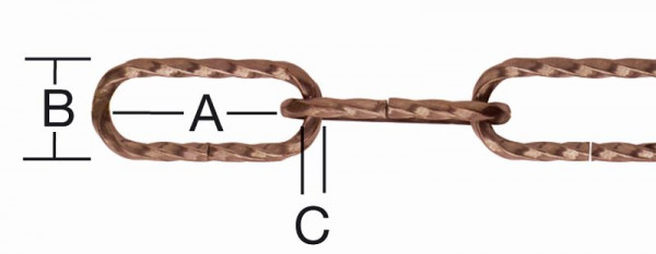 Vormann Zierkette gedreht 3,8mm verkupfert brüniertiert, VE: 15 Meter, 008217038KUBR