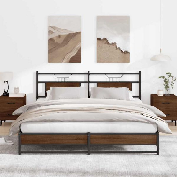 vidaXL Metallbett ohne Matratze Braun Eichen-Optik 180x200 cm, 3325131