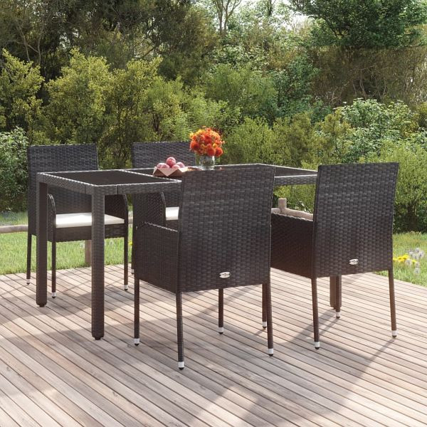 vidaXL Gartenstühle mit Kissen 4 Stück Poly Rattan Schwarz, 319887