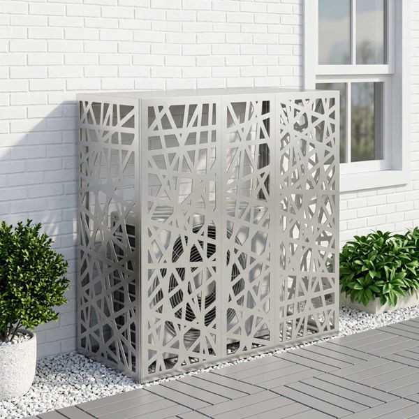 vidaXL Klimaanlagenabdeckung Silber 110 x 50 x 105 cm Verzinkter Stahl, 8014176