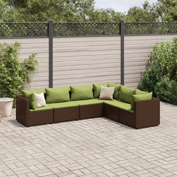 vidaXL 6-teilig Garten-Lounge-Set mit Kissen Braun Poly Rattan, 3308142