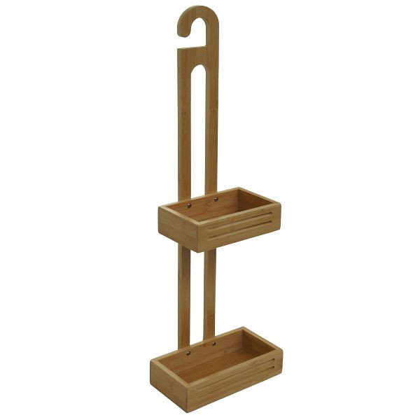 Mendler Duschablage HWC-M23, Duschregal Duschkorb Badezimmer Organizer, 2 Körbe Bambus 69x22x13cm, 103864