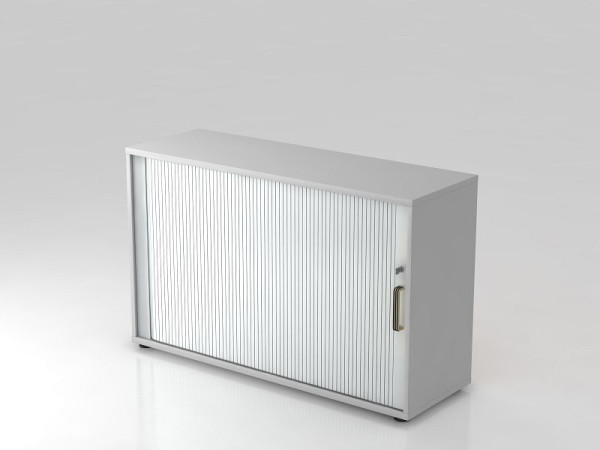Hammerbacher Rollladenschrank horizontal, 2OH 120cm Streifengriff Grau/Silber, 120x40x74,8 cm (BxTxH), V1732S/5/S/SG