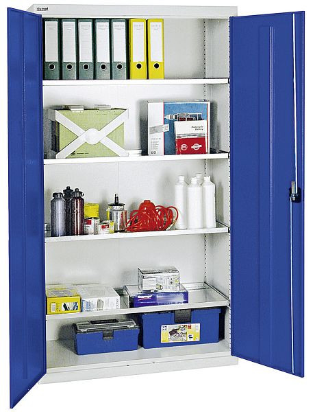 stumpf Werkzeug- und Materialschrank Serie 3000, 7035/5010, 4 Wannenböden durchgehend, 3008074