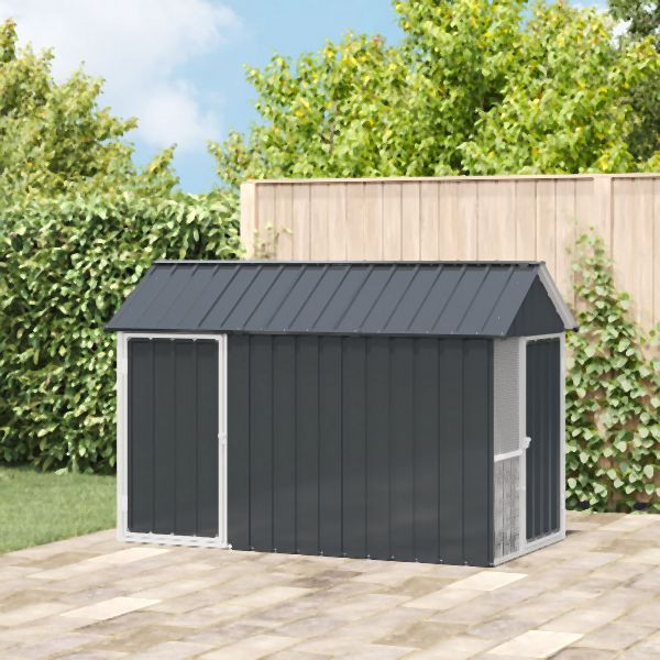 vidaXL Vogelvoliere Anthrazit 112x215x141 cm Stahl, 4100923