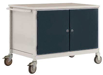 Manuflex Mobile Werkbank Modell 5 mit lichtgrauer Melamin-Abdeckplatte 22 mm BxTxH 1135 x 590 x 802 mm, anthrazit, TP1028.7016