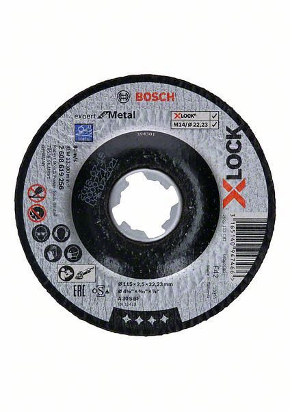 Bosch Trennscheibe X-LOCK gekröpft Expert for Metal A 30 S BF, 115 x 22,23 x 2,5 mm, VE: 25 Stück, 2608619256