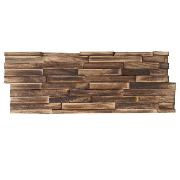Mendler 10er-Set Teak-Holzfliesen HWC-B95 (1qm), 3D Wandfliesen Wandverkleidung Mosaikfliesen Wandgestaltung Wandpaneele braun, 60902