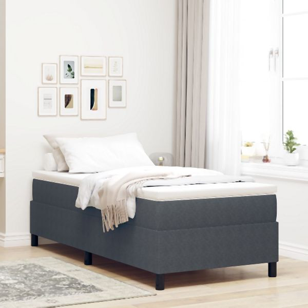 vidaXL Boxspringbett Dunkelgrau 100x200 cm Cord-Stoff, 3337393