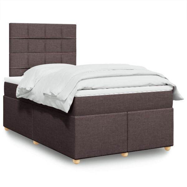 vidaXL Boxspringbett mit Matratze Dunkelbraun 120x200 cm Stoff, 3291250